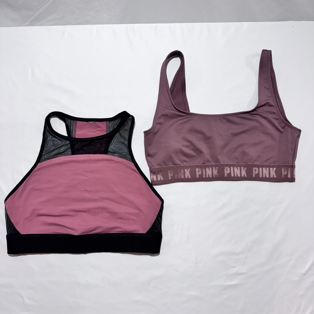 Victoria Secret PINK Sports Bra Lot Ultimate Unlined Sports Bra & Mesh High Neck